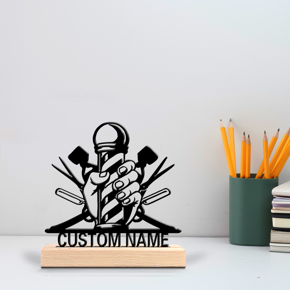Art Craft Simple - تمثال حلاق معدني بسيط مع قاعدة