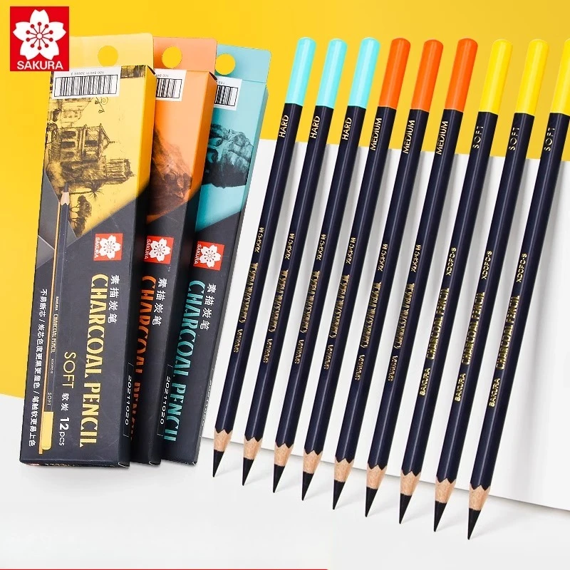 مجموعة أقلام رصاص من فحم ساكور - مراجعة Sketching Charcoal Set وسعره