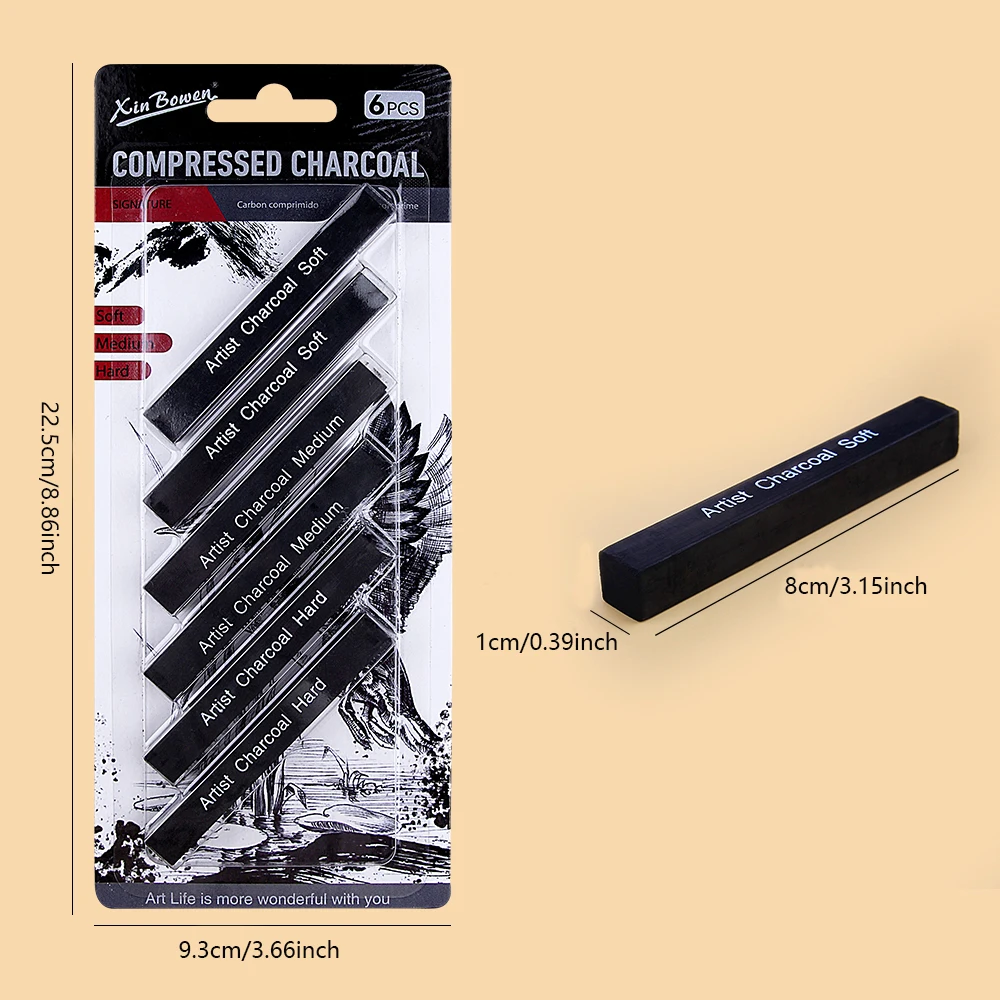 مجموعة 6 قطع من قضبان الفحم ال - مراجعة Sketching Charcoal Set وسعره