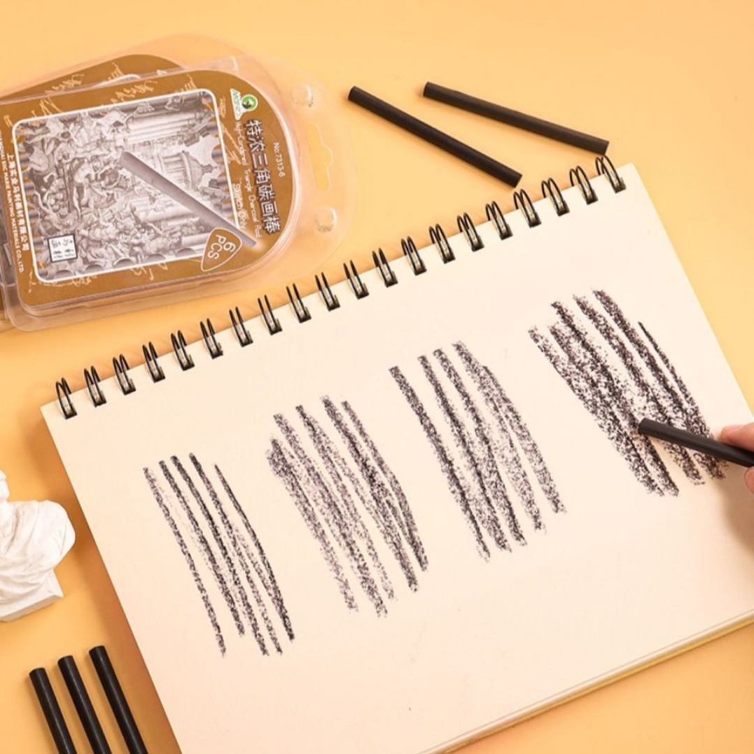 قلم رسم بالفحم على شكل مثلث، ق - مراجعة Sketching Charcoal Set وسعره