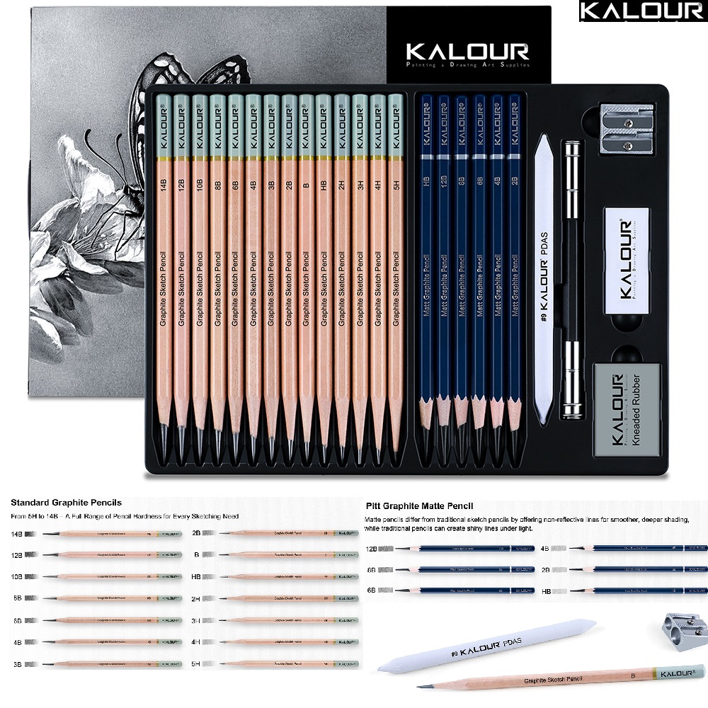مجموعة أدوات رسم كالور 25/22 ق - مراجعة Sketching Charcoal Set وسعره