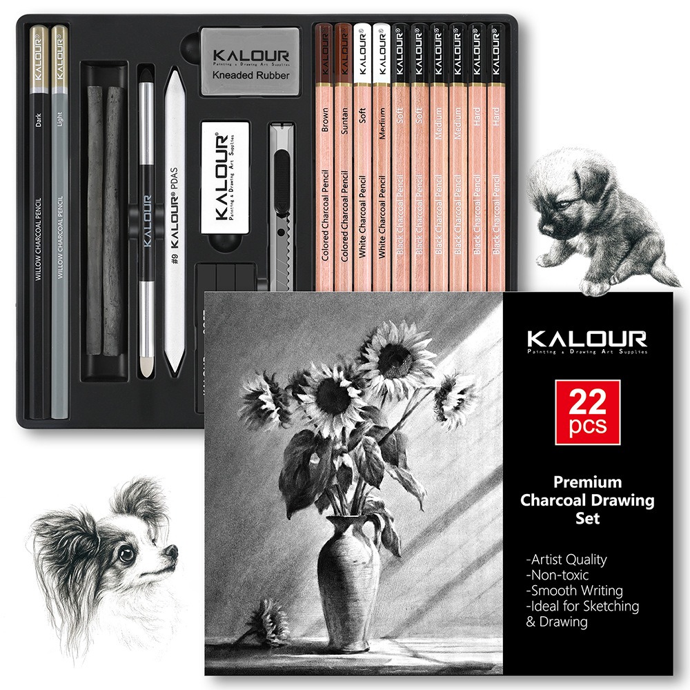 مجموعة أدوات رسم كالور 25/22 ق - مراجعة Sketching Charcoal Set وسعره