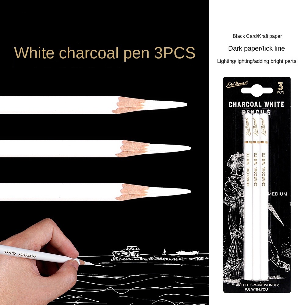 3 قطعة مجموعة أقلام فحم ناعمة/ - مراجعة Sketching Charcoal Set وسعره